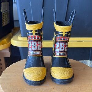 Black and Yellow Firefighter Rain Boots